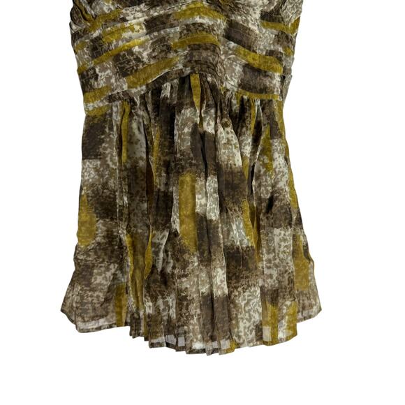 NEW Burberry Silk Pleated Tank Top Blouse V-neck Dark Mustard Size 10 - Picture 3 of 7